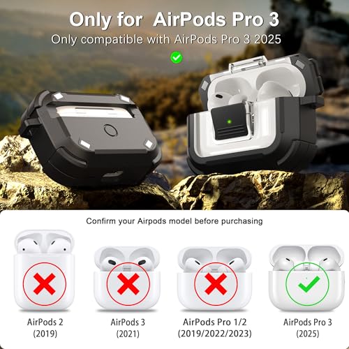 Image of RFUNGUANGO AirPods Pro 3 Case MagSafe Magnetic Automatic Lock, Black