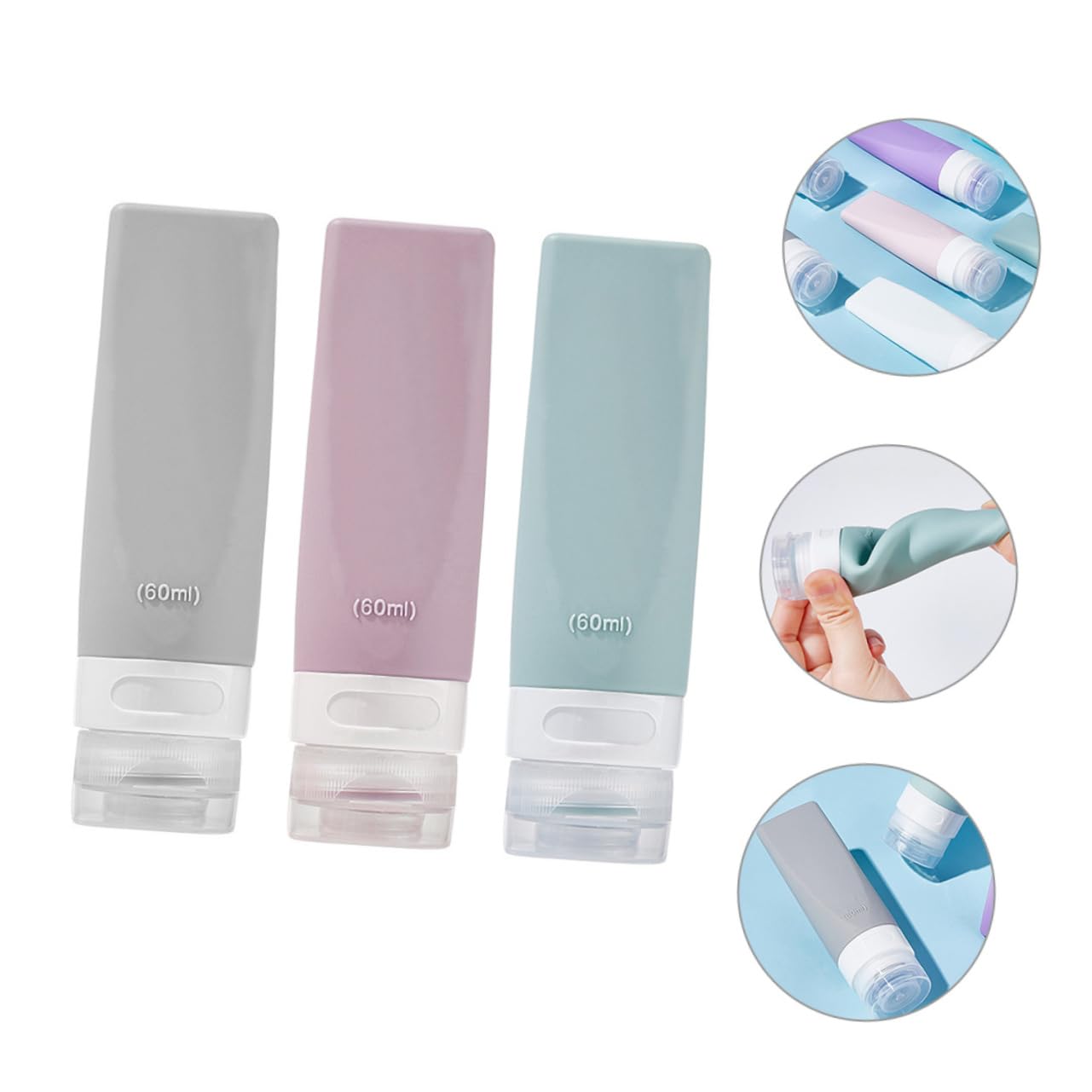 FRCOLOR 3 Set Di Flaconi Da Viaggio Per Articoli Da Toeletta Da 60 Ml Ricaricabili Con Erogazione A Pressione Per Shampoo Lozione Articoli Da Toeletta A Prova Di Perdite 3 Pezzi*3