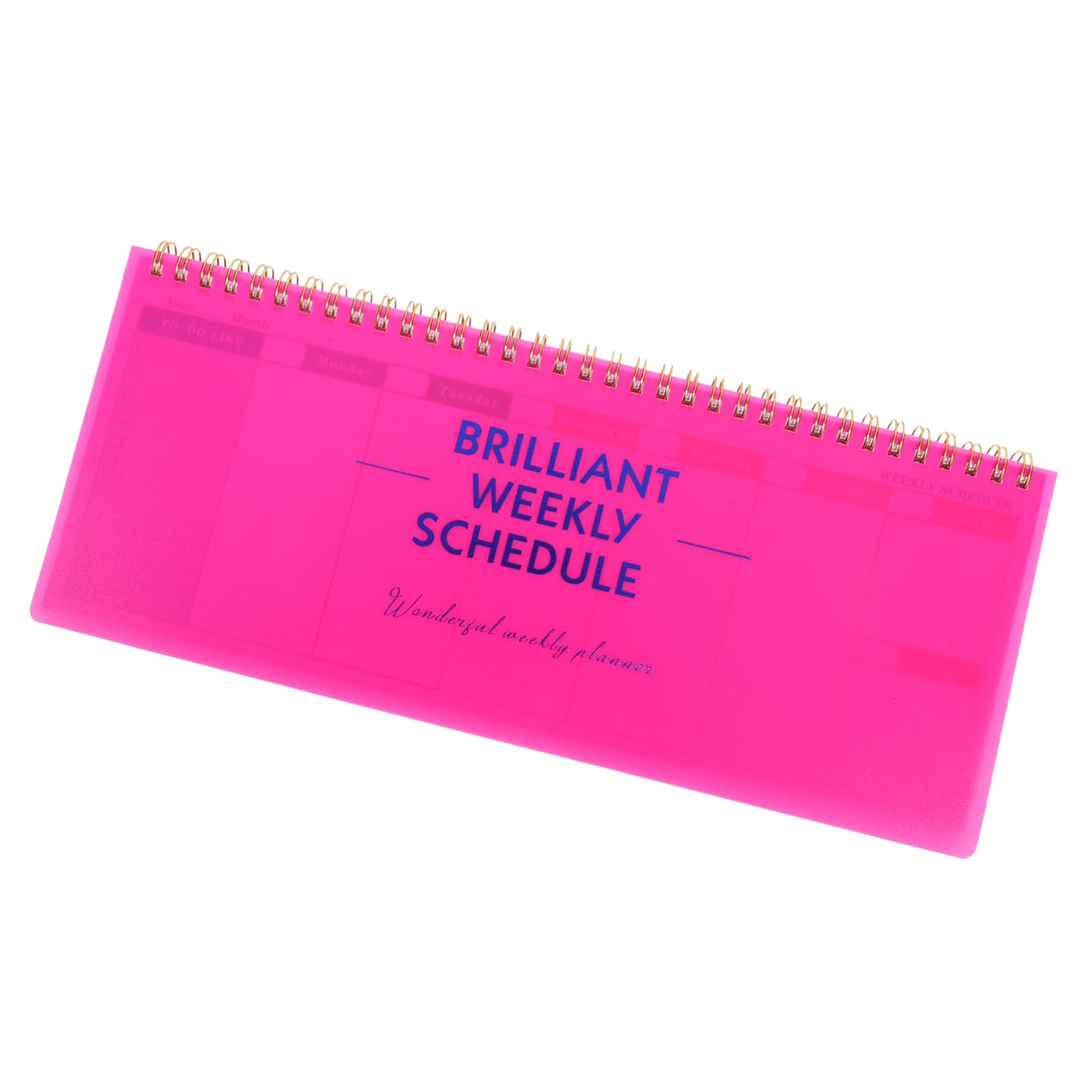LALAFINA Brilliant Weekly Scheduler Wirebound Undated Weekly Planner Desk Calendar To-do-list Notepad for School Home Office Pink