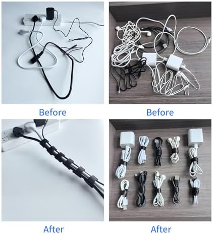 120 PCS 10 Inches Black Reusable Cable Ties,Multi-purpose Adjustable Cord Straps,Cable Organizer,Cord Wrap and Hook Loop Cords Management,Adjustable Cord Ties for Home,Garden,Office,Data Centers - 2