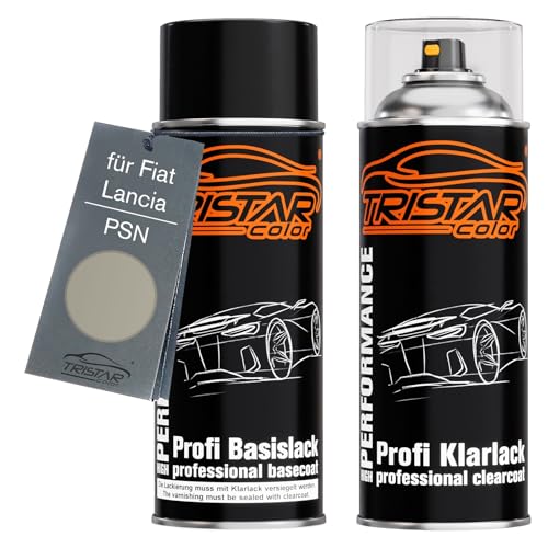 TRISTARcolor Pintura automotriz Set de botes de spray para Fiat/Lancia PSN Grigio Argento Metallic Pintura base pintura transparente aerosol 400 ml