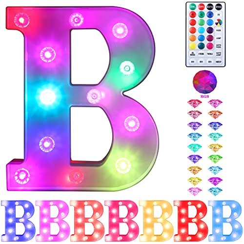 Product Image of the Battery-Powered Diamond Design LED Marquee Letters with Remote - Colorful Lights for Wedding, Birthday, Christmas Decoration - Adorn Life