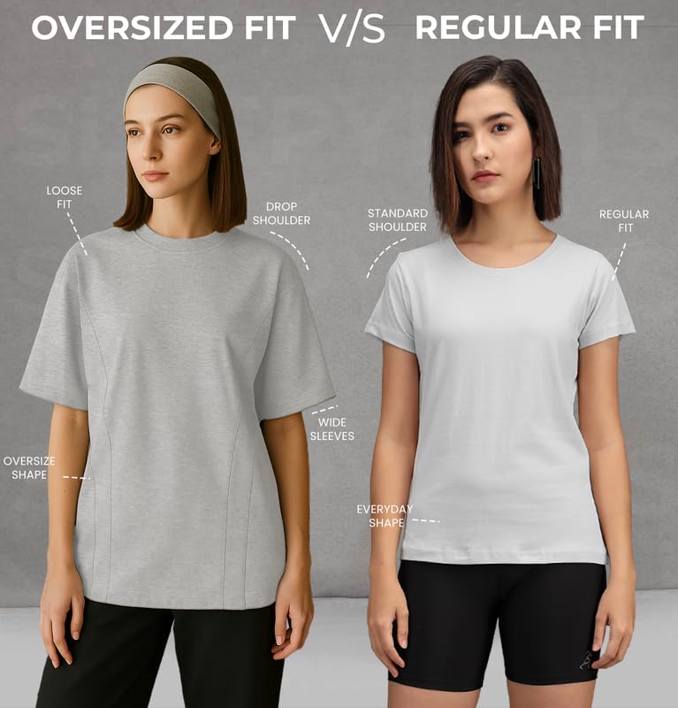 Image of Sleepynuts Women 220 GSM 100% Pure Cotton Oversized Baggy Fit Drop Shoulder Round Neck T-Shirt