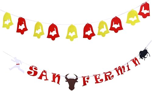 jojofuny Garland Decor Pamplona Party Hanging Decoration Birthday Banner Garland Party Banner San Fermin Party Decor Party Decorations Pull Flag