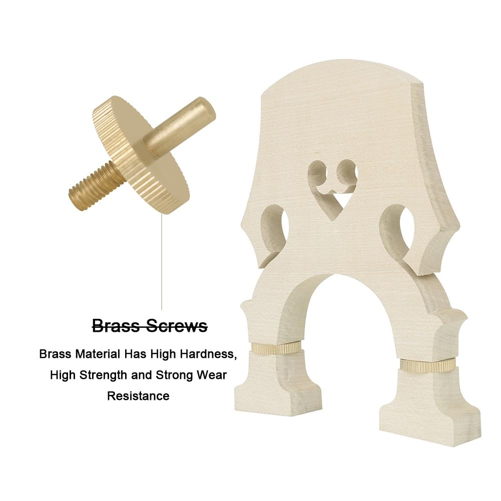 Ponte per Contrabbasso Regolabile Viti in Ottone in Legno di Acero Ponte per Contrabbasso 4/4 3/4 1/2 1/4 1/8 Accessori per Contrabbasso(4/4)