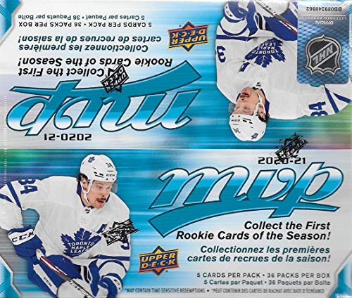 2020 2021 Upper Deck MVP Hockey Series Unopened Retail Box of 36 Packs with Chance for Stars, 1 Draft Picks, Rookie Cards, Silver Scripts Plus