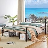 GreenForest Queen Bed Frame with Headboard Metal Platform Bed with Reinforced 8 Middle Legs Heavy Duty Steel Slat Support Mattress Foundation with Storage Space No Box Spring Needed, Queen Size