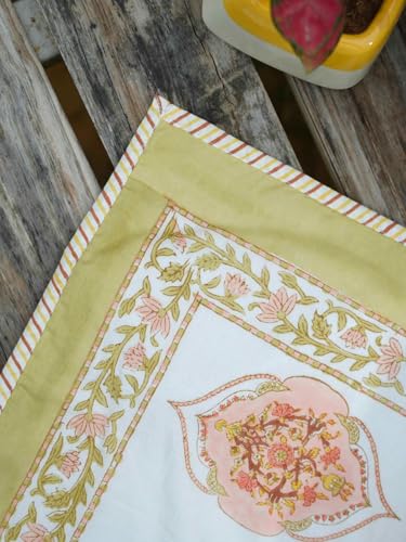 Image of Madhurika Queen Size Quilt | Hand Block Floral Printed | Muslin Dohar - 100% Cotton | 3-Layer Lightweight Reversible Blanket - Soft, Breathable, Travel-Friendly Throw for Home & Bedroom (Peach)