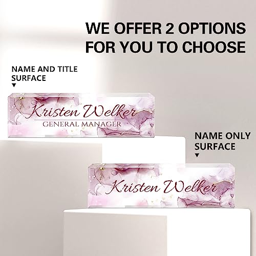 Image of Name Plate for Desk, Desk Name Plate Personalized, Office Decor for Women Men, Acrylic Desktop Accessories, Office Gifts for Boss Nurse Teacher Coworker, Employee Appreciation Gift (Purple Coast)