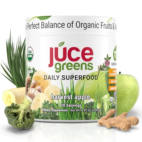 JUCE Green Superfood Powder, Organic Fruits and Veggies Supplemen...