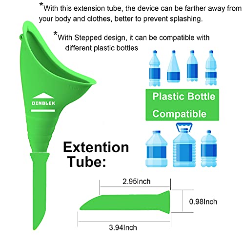 dinblex Female Urinal Portable Female Urination Device for Women Silicone Reusable Female Urinals for Car with Bag She Pee Standing Up Cup for Women for Outdoor Activities Camping Hiking Travel Green - Thumbnail 5