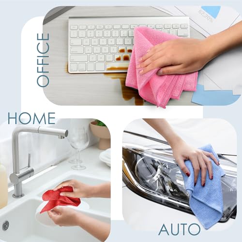 Hearth & Harbor V-HH-CLOTH-M-12-RED Microfiber Cleaning Cloth, Microfiber Towels For Cars 12 Pack Washcloths thumb #5