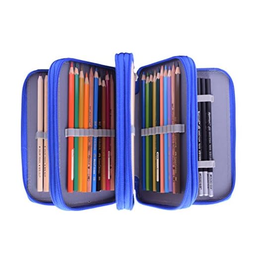 Newcomdigi Estuche Bolso Caja de Lapices Colores 72 Ranuras Portálapices Organizador de Alta Capacidad para Lapices de Colorear Dibujo Acuarela Arte Oficina y Maquillaje Coméstico Azul
