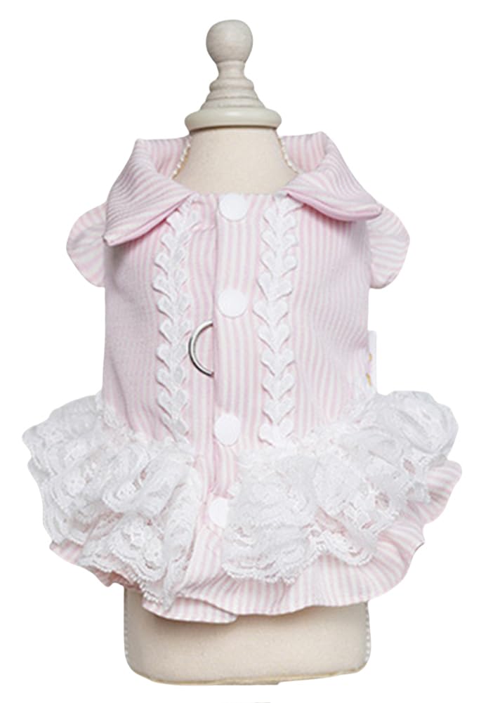 MaruPet® Elegant Princess Dog Sweety Style Lace Dress with Star for Small, Extra Small Dog Teddy, Pug, Chihuahua, Shih Tzu, Yorkshire Terrier P-Pink Small