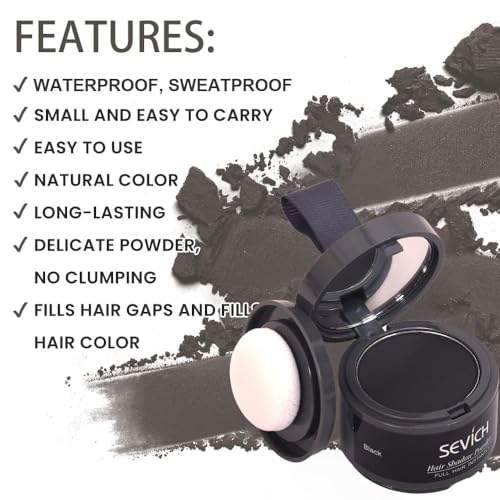 Image of Hair Powder, Black, 4g | Instant Grey Root Coverage & Bald Spot Concealer | Long-Lasting, Sweat-Resistant | Natural Matte Finish | For Men & Women (black, 4g (pack of1))
