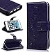 Produktbild SMART LEGEND iPhone 5S 5 Hülle Handyhülle Schutzhülle Ledertasche Lila Leder Flip Case Handy Schale mit Kartenfächer Magnet Standfunktion Etui