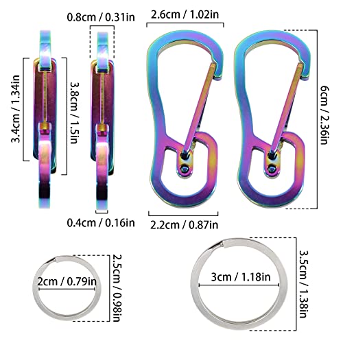 Alpha Belle 2 Pcs Titanium Plated Keychain Car Keychain With 4 Detachable Key Rings For Men And Women （Rainbow X 2 #TOP2