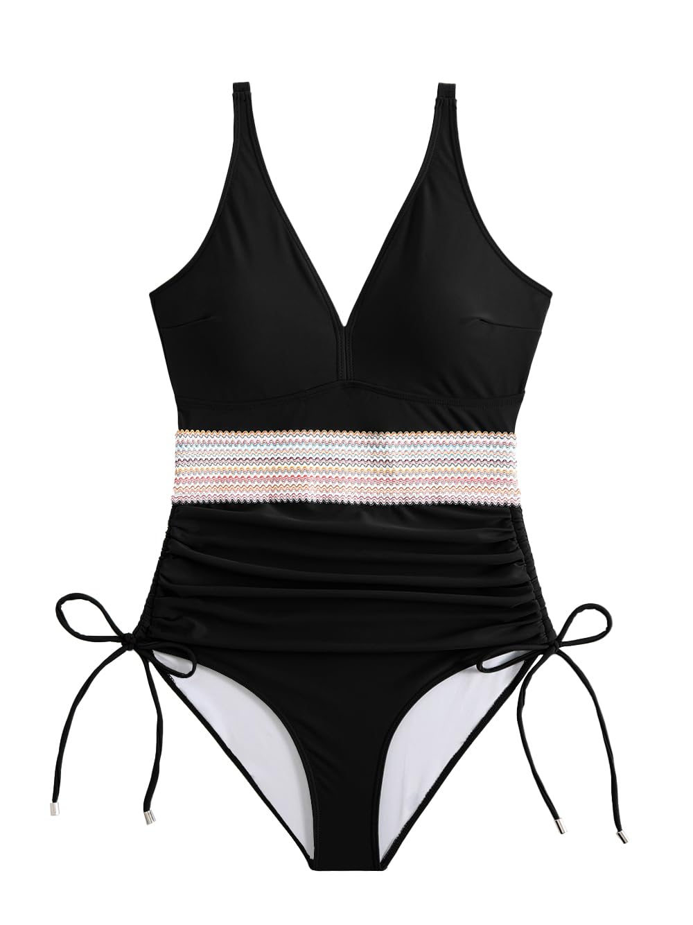 Savarana Womens One-Piece Swimsuits Tummy Control Halter Bathing Suit Ruched Push Up V Neck Swimwear
