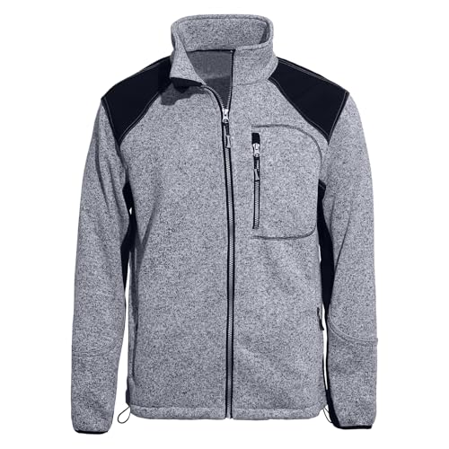 WORK IDEA Strick Fleecejacke Herren, Jacke Fleece Strickjacke, atmungsaktive Outdoor Fleecejacken für Herren, warme und leichte Strickfleecejacke mit Reißverschluss…
