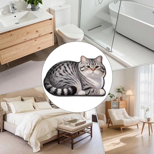 Tapis de bain chat mignon antidérapant et absorbant pour douche - 6