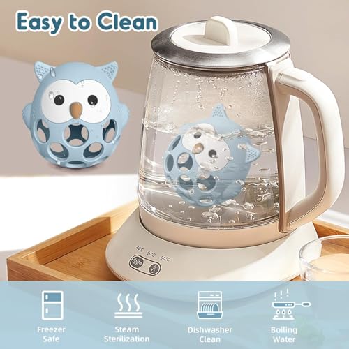 Image of Baby Teething Chick Toy, Upgraded Easy Grasp Silicone Teething Rattle Ball Toy for Babies Over 3 Months, 100% Food Grade, Gift for Infant Boys and Girls 0-6-12 Months (Blue.)