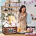 ELESTONE Wooden Baby Shower Crate Closet with Handle and Garland, Large Capacity Baby Baskets for Baby Shower, Easy Assembly Baby Shower Basket for Welcome Newborn Parents Party (Dark Walnut)