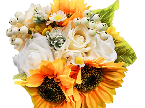 Songnass Artificial Sunflower Bouquets Wedding Fall Decor, Bride Holding Flowers,Diy Garden Craft Art Decor Artificial Flowers Combo Box Set(Sunflower) #TOP2