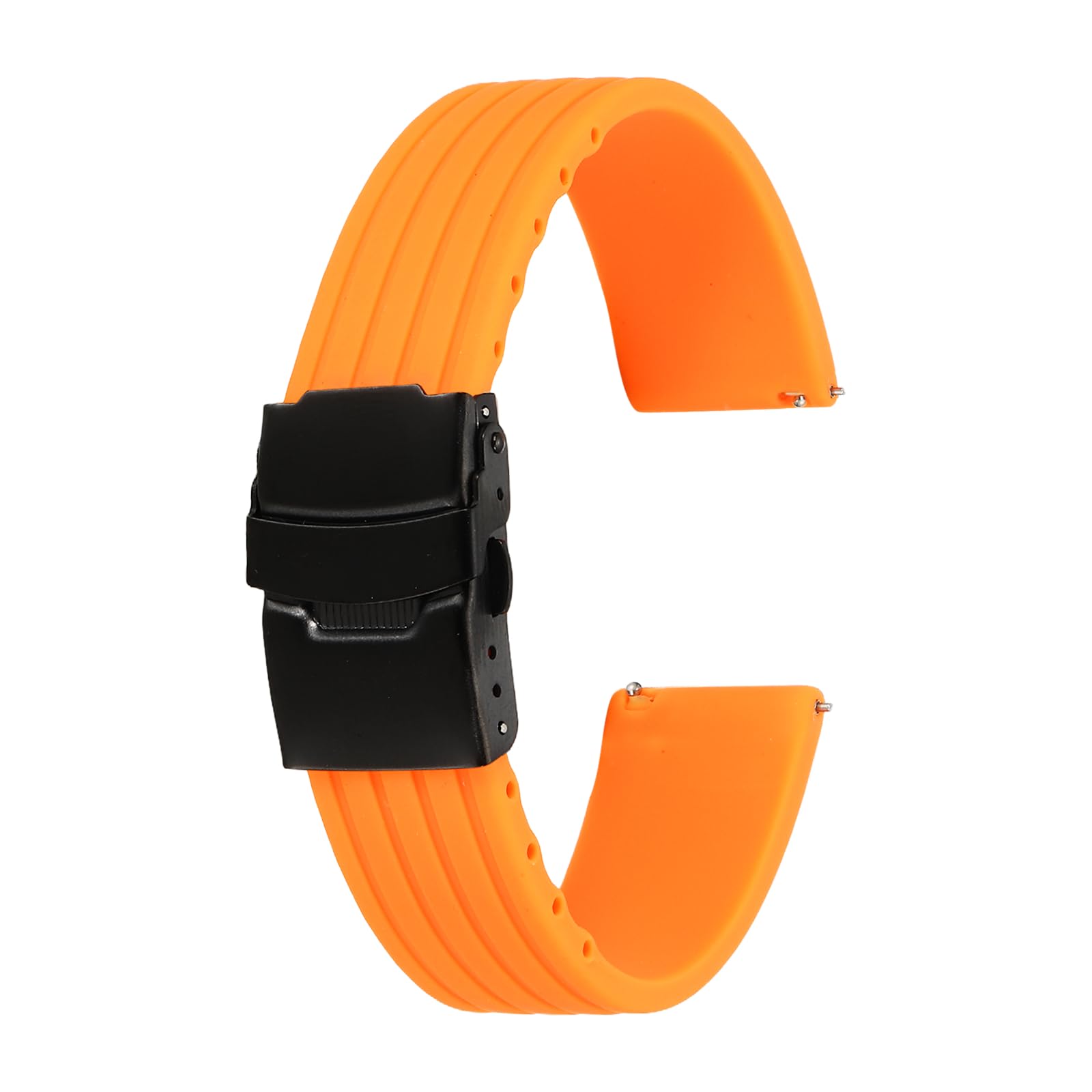 sourcing map Silicone Watch Bands 24mm Width Soft Quick Release Rubber Watch Bands with Black Snap Buckle for Men Women, Orange