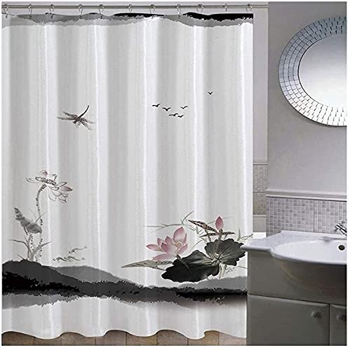 Rideau de douche long paysage peinture rideau de bain polyester imperméable