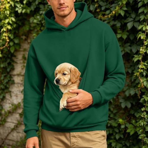 Cat Hoodie With Pouch Kangaroo Pouch Men Hoodie For Dogs Cats Pet Green - image 3