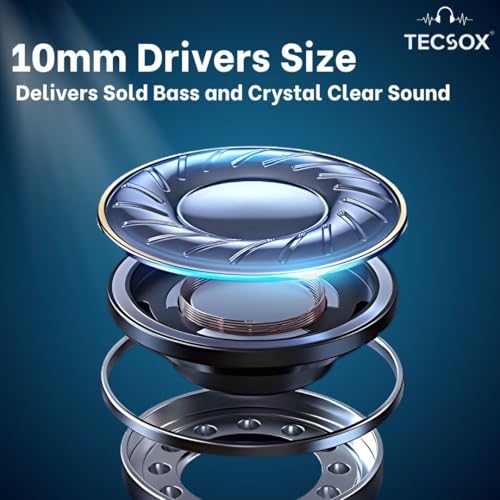 Tecsox TecPod Pro Wireless Earbuds, Matte Black - Image 3