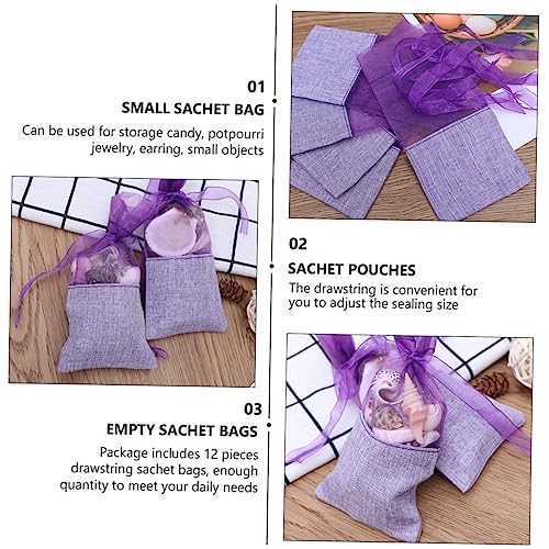 12 bolsas pequeñas de organza con cordón para almacenar miniatura 3