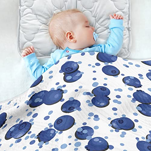 Image of Swaddle Blanket Blueberry Natural Fresh Ripe Tasty Blueberries Cotton Blanket for Infants, Receiving Blanket, Lightweight Soft Swaddling Blanket for Crib, Stroller, Nursery Blankets, 30x40 in