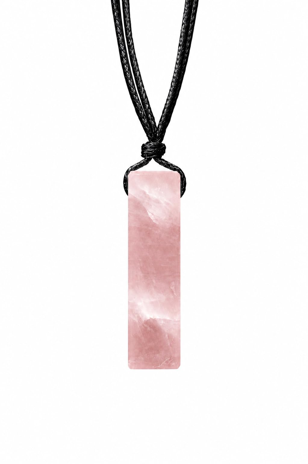 Rectangle Rose Quartz Crystal Necklace for Men – Adjustable Black Cord | Natural Rose Quartz Pendant | Love, Calm & Emotional Balance | Minimal Spiritual Jewelry-image-36