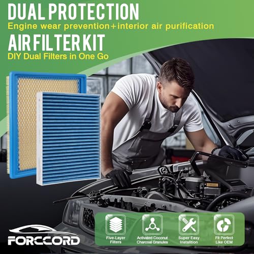 Image of Cabin & Engine Air Filter Kit for Chevrolet Colorado 2015-22 3.6L /2.8L /2.5L | for GMC Canyon 2015-2022 3.6L /2.8L /2.5L, Replace #CF11966 CA11959, Air Filter Combo Replacement Car Accessories