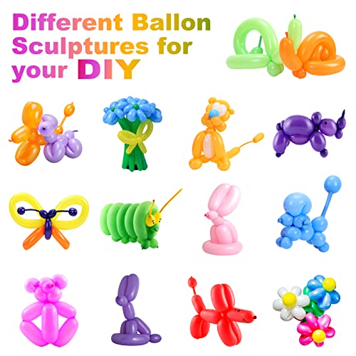 Latex Twisting Balloons, 260 N Balloons Kit For Balloon Animals With 2 Pumps, Professional Long Balloons To Make Animal For Birthday Party Clowns Wedding Decorations 100 Pcs #TOP4