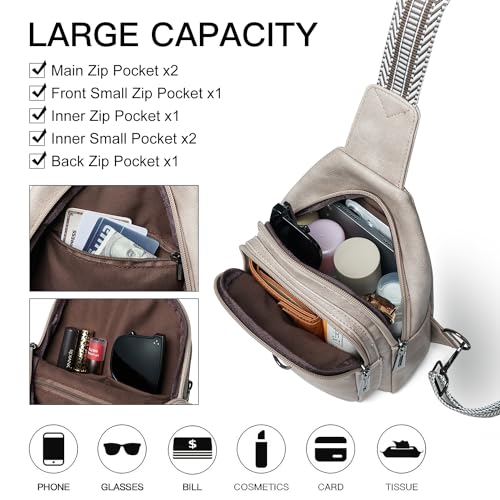 Image of LATMAP 7L Sling Bag for Women Men Crossbody Belt Bag Small Travel Sling Backpack Anti Theft Chest Daypack Purse Faux Leather