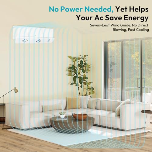 Image of Rellytech Air Conditioner Deflector - No-Drill Installation, Retractable 20.5 inch-33.9 inch, 7-Leaf Uniform Wind Distribution, 180 Adjustable, PP Material, Fits Most AC Indoor Units, Aids Fast Cooling