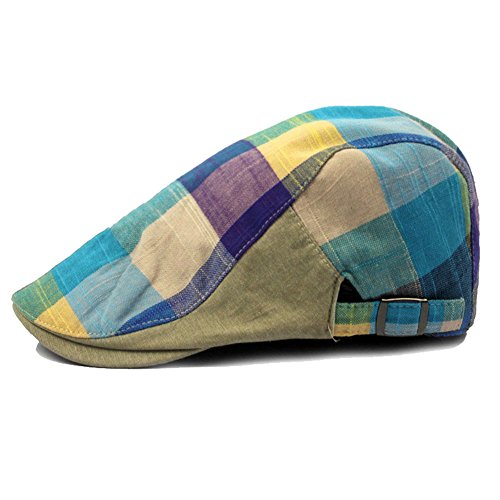 Image of Men's Plaid Striped Newsboy Ivy Flat Driving Golf Cap