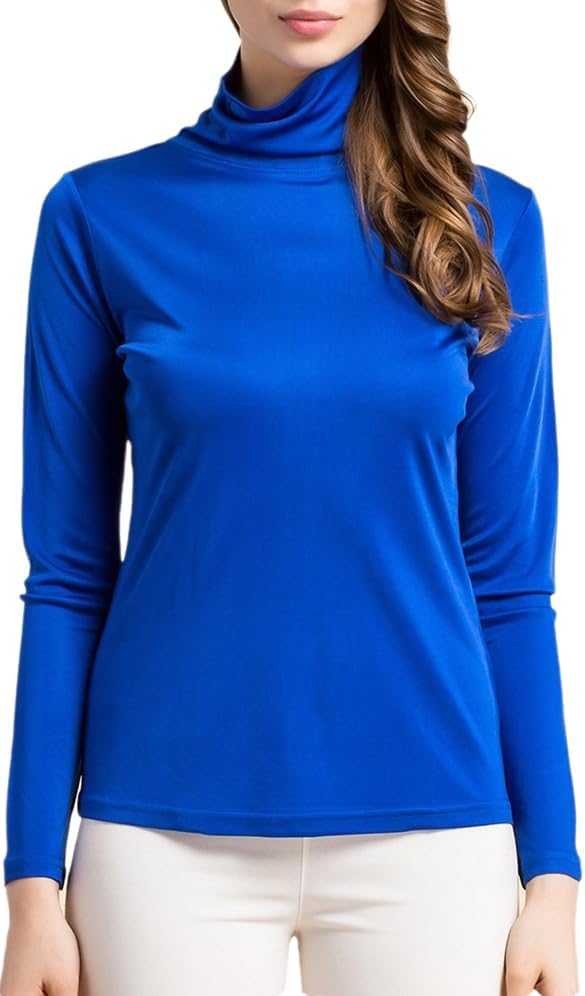 Womens Silk Tops Turtleneck Long Sleeve Mulberry Silk Thermal Shirts Layer Tops Slim High Neck Blouse Undershirts - Image 4