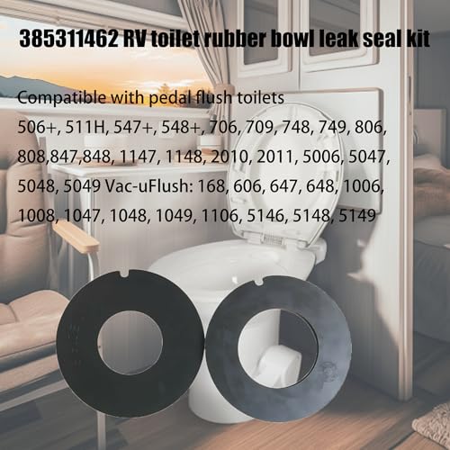 Image of iFJF 385311462 RV Toilet Rubber Bowl Leak Seal Kit Replacement for Travel Trailer RV Camper Toilet 385310677 Without Overflow Holes