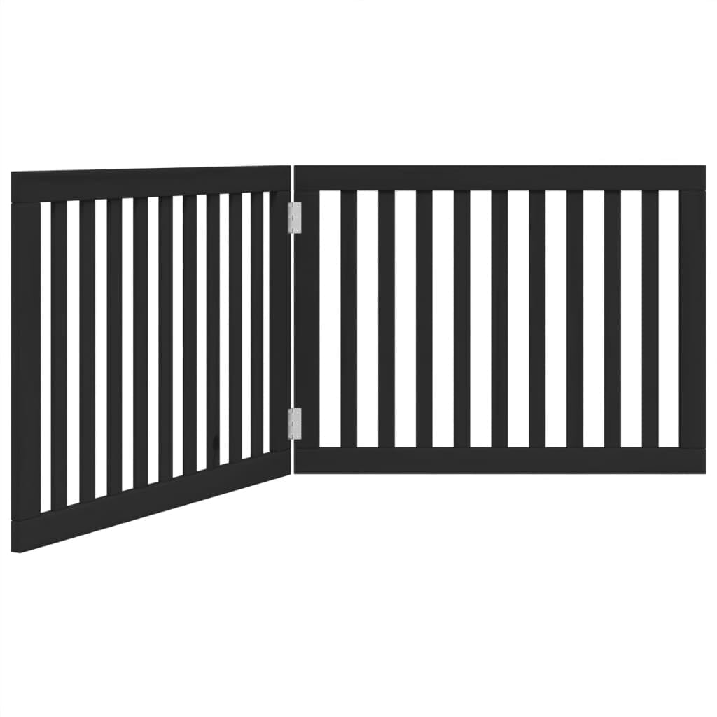 vidaXL Barrière pour Chien Pliable 2 Panneaux Noir Bois de peuplier