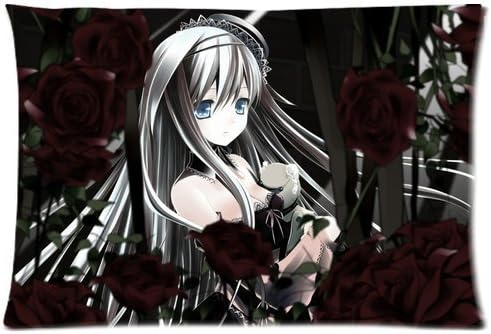 Japan Anime Cartoon Sexy Woman Sexy Girl Black Rose Custom Standard Pillowcase DIY Pillowslips Roomy in Size 20 x 26 Inch