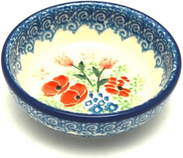 Polish Pottery Dish - Round Food Prep - Whimsical Garden