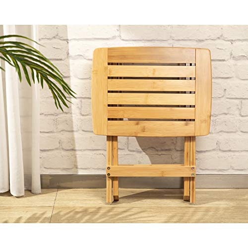 Abocofur Bamboo 17.3"(H) Indoor&Outdoor Folding Footstool, Home Small Sofa Side Foldable Chair, Portable Step Stool For Patio, Beach, Camping, Fully Assembled Shower Chair For Shaving, Foot Rest #TOP6