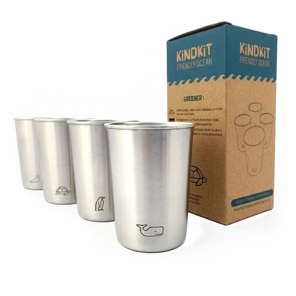 Edelstahlbecher Set 280 ml – BPA-frei, robust & spülmaschinenfest | verschiedene Motive (Ozeantiere Motive)