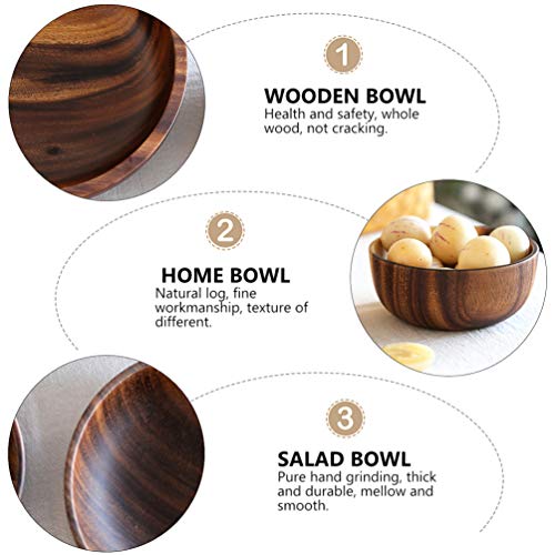 HEMOTON Wooden Bowl Salad Bowl for Rice Soup Pasta Mixing Ice Cereal Snacks Serving Bowl Size XL, Assorted Colours, 24 x 7,5 cm - Image 4