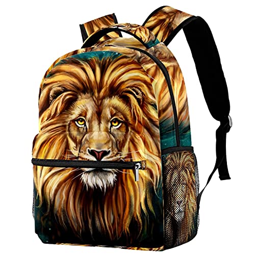 Sac à dos de voyage avec porte-bouteille et motif lion marron mixte