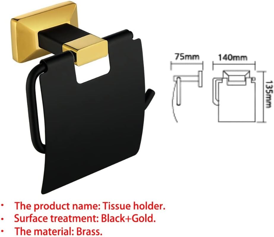 LSLYTQ Luxury Bathroom Accessories, Bathroom Hardware Set, Robe Hook, Towel Rail Rack Ring Bar Shelf, Paper Holder, Black and Gold