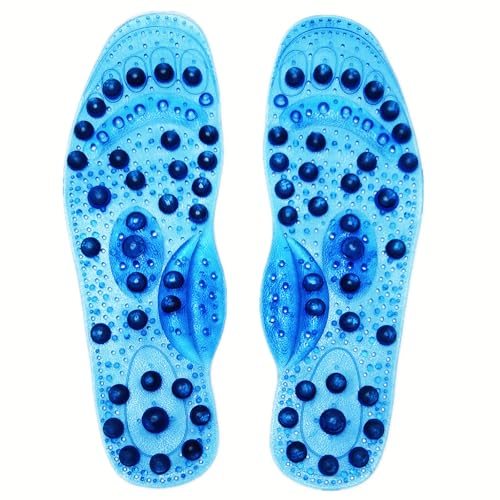 Weyot Magnetic Acupressure Insoles, Pressure Point Reflexology Insole, Breathable Massage Insoles for Work Boots, for Pain Relief and Circulation BoostBlue,L